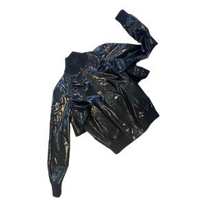 RED VALENTINO Garavani Vinyl Ruffle jacket Size 44/ 8